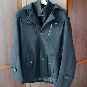 Yougao Black Wool Blend Stand Collar Coat Asian 2XL